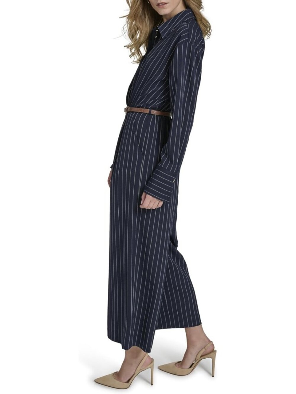 Chic Long Sleeve Collared V-Neck Jumpsuit for Women - Stylish & Versatile Outfit